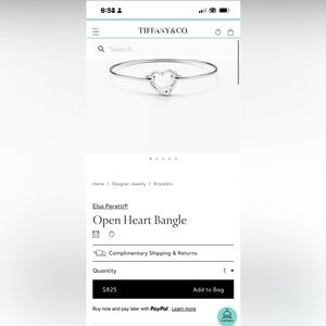 Tiffany & Co. Silver Heart Bangle